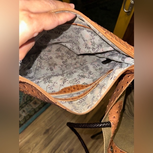 Vintage Synthetic Leather Tote Bag Light Brown - Picture 9 of 15